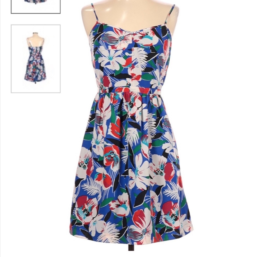 J.Crew Size 10 Multicolor Tropical Floral Print Cami Tank Dress with Pockets